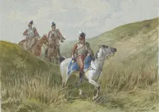Three French Hussars, 1886. Creator: Karel Frederik Bombled