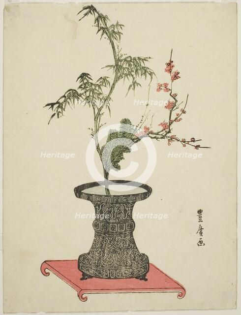 "Three friends" ikebana, late 18th-early 19th century. Creator: Utagawa Toyohiro.
