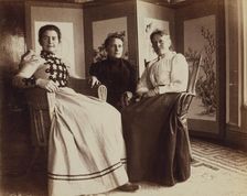 Three friends seated in the veranda room, Dom Smith, Vladivostok, Russia: Eleanor Pray..., 1899. Creator: Frederick S. Pray