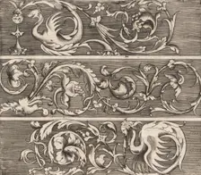Three Friezes with Ornamental Foliage, ca. 1541-43. Creator: Enea Vico