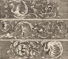Three Friezes with Ornamental Foliage, ca. 1541-43. Creator: Enea Vico