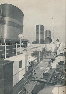 Three Funnels of the Monarch of Bermuda, the Furness Withy luxury liner 1937