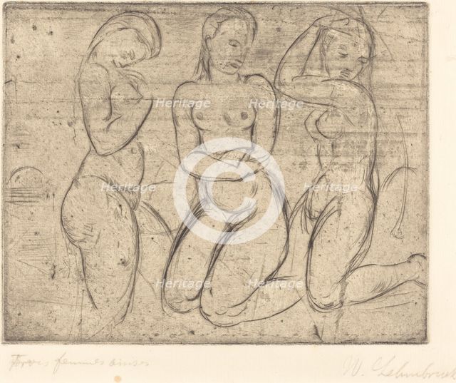 Three Kneeling Women (Drei Frauen knied), 1913. Creator: Wilhelm Lehmbruck.