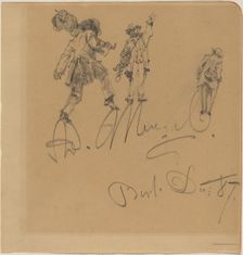 Three Hobos on the Artist's Signature, 1887. Creator: Adolph Menzel