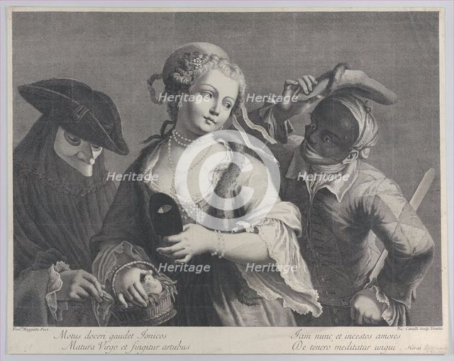 Three half-length figures from a Venetian carnival, 1750-1822., 1750-1822. Creator: Niccolò Cavalli.