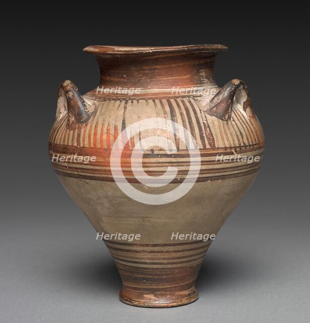 Three Handled Jar, Late Helladic III A1 (mycenaean). Creator: Unknown.