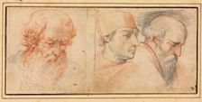 Three Head Studies, 1600s. Creator: Unknown