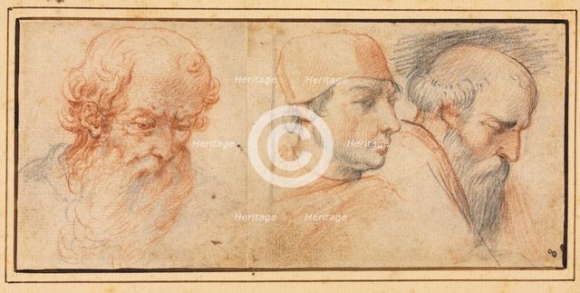 Three Head Studies, 1600s. Creator: Unknown.