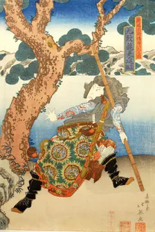 Three Heroes of the Water Margin Capture the Bandit Queen Ichijosei, 1835., 1835. Creator: Shunbaisai Hokuei