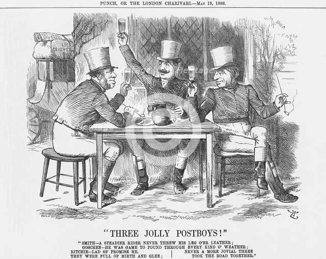 "Three Jolly Post Boys!", 1888. Creator: Joseph Swain.