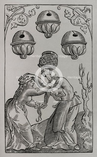 Three of Bells, German playing card, 16th century (1877).  Creator: Unknown.