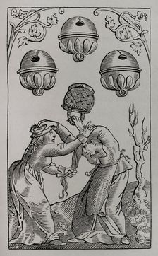 Three of Bells, German playing card, 16th century (1877). Creator: Unknown