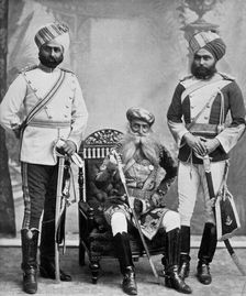 Three of the chief officers of the household troops of the Nizam of Hyderabad, India, 1896.Artist: Platin Portrait Studios