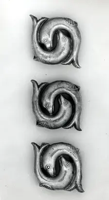 Three Ornaments from a Bridle, India, mid-17th century. Creator: Unknown