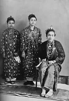 Three ladies of the royal family of Perak, Malay Peninsula, 1902. Artist: L Wray
