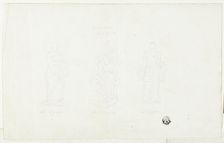 Three Large Statues by Algardi and Michelangelo, 19th century. Creator: Unknown