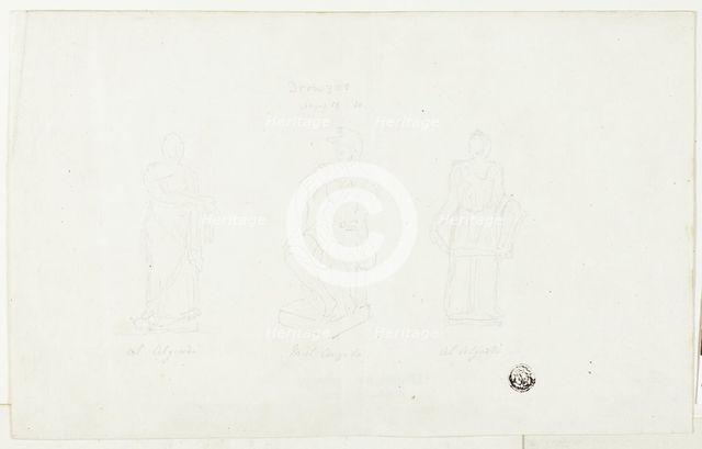 Three Large Statues by Algardi and Michelangelo, 19th century. Creator: Unknown.