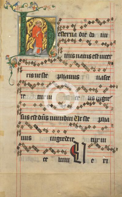 Three leaves from an antiphonal, about 1405. Creator: Master of the Golden Bull.