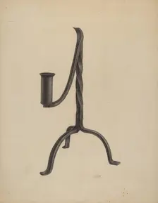 Three Legged Candlestick, c. 1938. Creator: William Schmidt