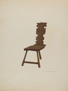 Three Legged Chair, 1935/1942. Creator: Francis Jennings