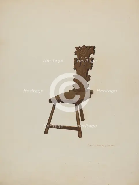 Three Legged Chair, 1935/1942. Creator: Francis Jennings.