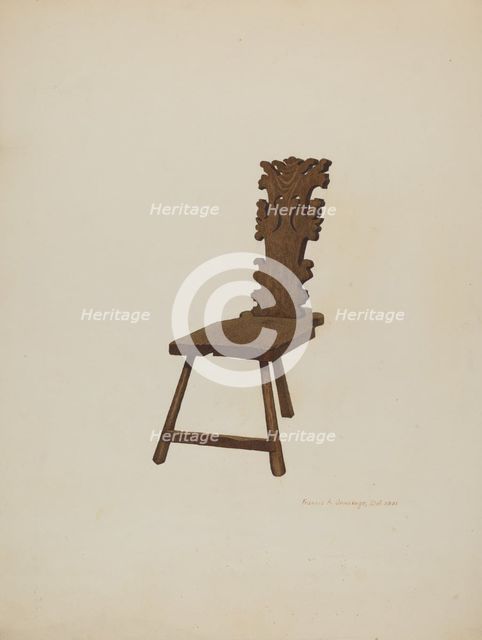 Three Legged Chair, 1935/1942. Creator: Francis Jennings.