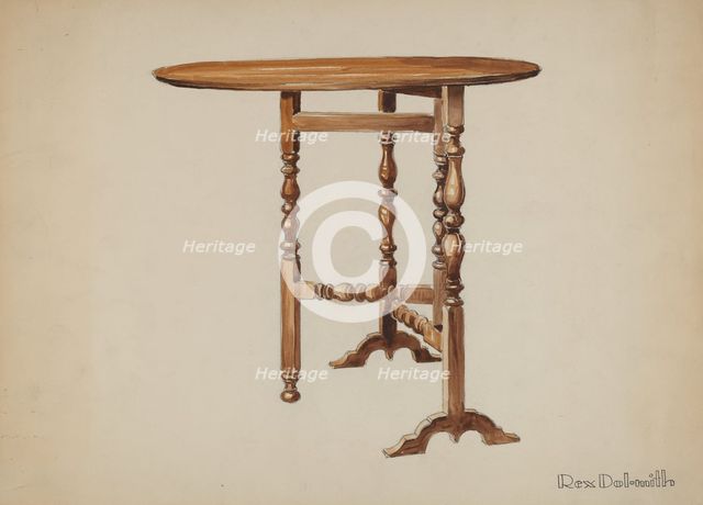 Three Legged Gate-leg Table, c. 1936. Creator: Rex Dolmith.