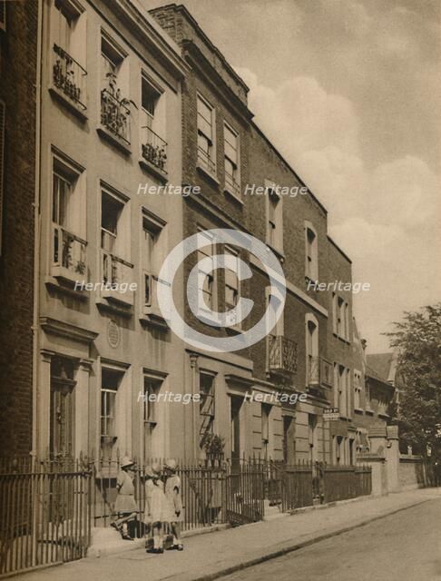 'Three Little Maids from School on the Steps of Leigh Hunt's House', c1935. Creator: Donald McLeish.