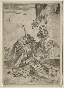 Three Lucchese Saints interceding with the Virgin for the Victims of the plague, ca. 1630-31. Creator: Pietro Testa (Italian, 1612-1650)