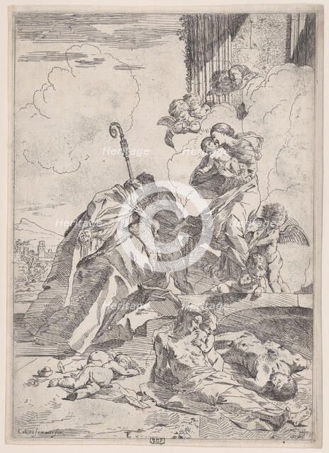 Three Lucchese saints interceding with the Virgin for the victims of the plague...., ca. 1630-31. Creator: Pietro Testa.