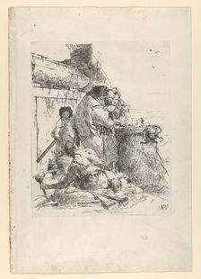 Three magicians burning a snake, from the Scherzi, ca. 1743-50. Creator: Giovanni Battista Tiepolo