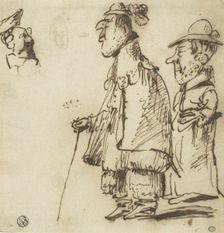 Three Male Caricatures, n.d. Creators: Pier Francesco Mola, Angelo de Rossi