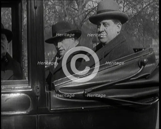 Three Male Civilians Sitting in a Taxi, 1924. Creator: British Pathe Ltd.