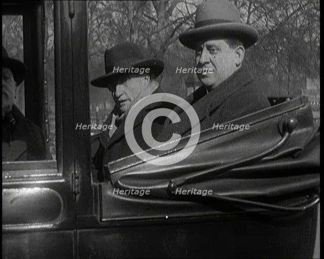 Three Male Civilians Sitting in a Taxi, 1924. Creator: British Pathe Ltd.