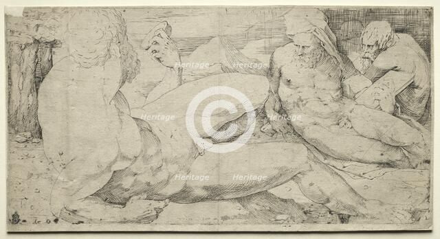 Three Male Nudes, second quarter 1500s. Creator: Domenico Beccafumi (Italian, 1486-1551).