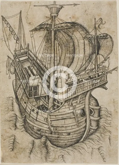 Three-Masted Ship Steering to the Right, c. 1467.