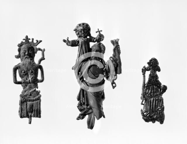 Three medieval pilgrim badges. Artist: Unknown