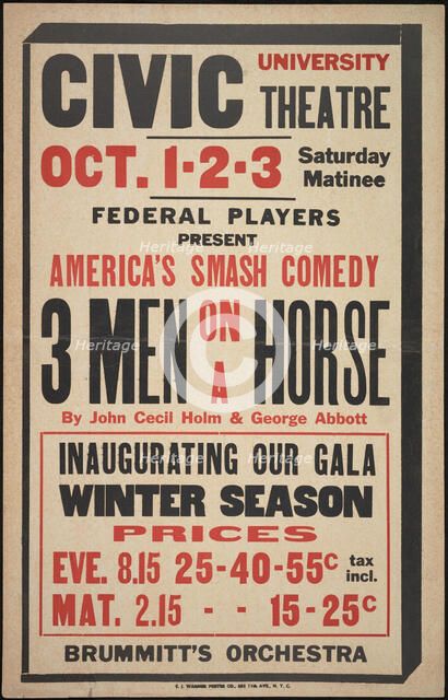 Three Men on a Horse, Syracuse, NY, 1936. Creator: Unknown.