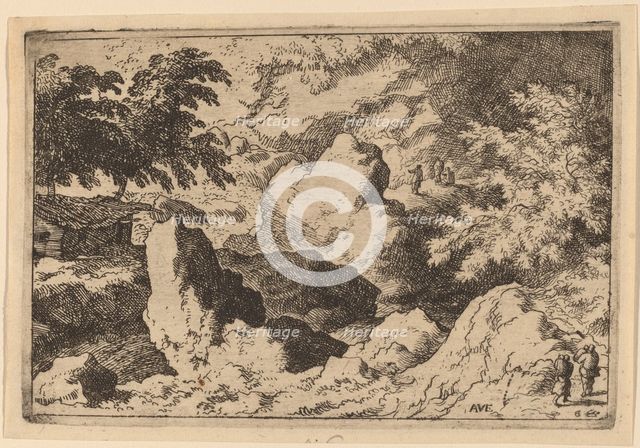 Three Men on a Rock, probably c. 1645/1656. Creator: Allart van Everdingen.