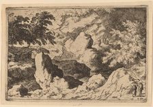 Three Men on a Rock, probably c. 1645/1656. Creator: Allart van Everdingen