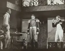 Three men, one with monocle, 1938. Creator: Unknown