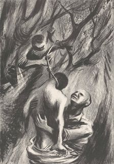 Three Men and a Tree, 1940. Creator: Joe Jones