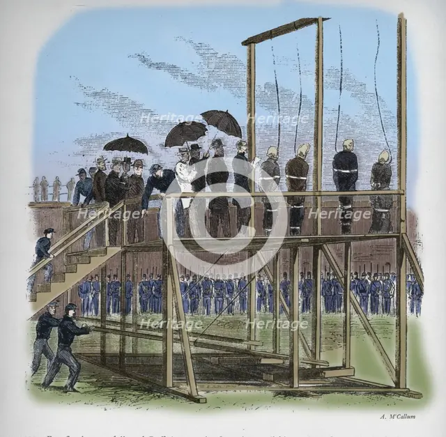'Three men and a woman hanged for the assassination of Lincoln', c1865, (1938). Artist: Unknown.