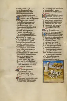 Three Men Cast to the Ground as the Castle of Generosity Collapses; Roman de la Rose, about 1405. Creator: Unknown