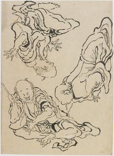 Three men gesticulating, late 18th-early 19th century. Creator: Hokusai