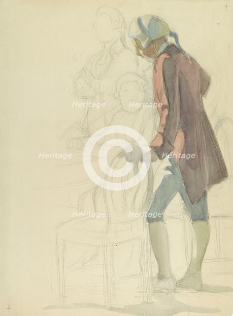 Three Men in Rococo Attire, 1915. Creator: Eero Jarnefelt.