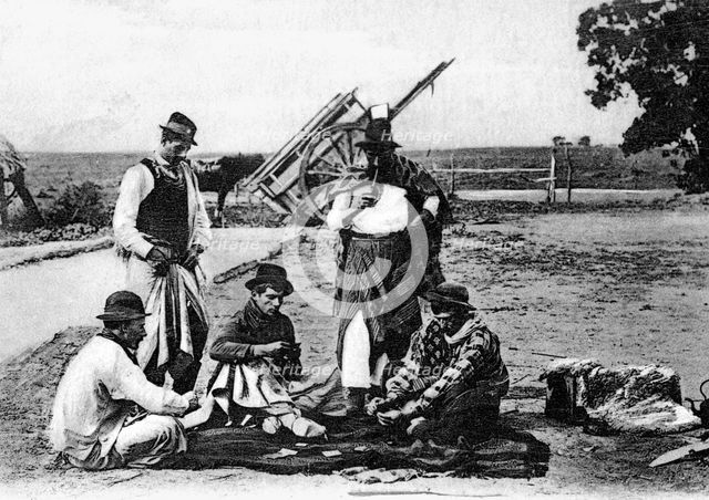 Three men playing cards, Uruguay, c1900s. Artist: Unknown