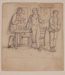 Three Men Standing, c1820-1865. Creator: David Claypoole Johnston