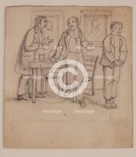 Three Men Standing, c1820-1865. Creator: David Claypoole Johnston.