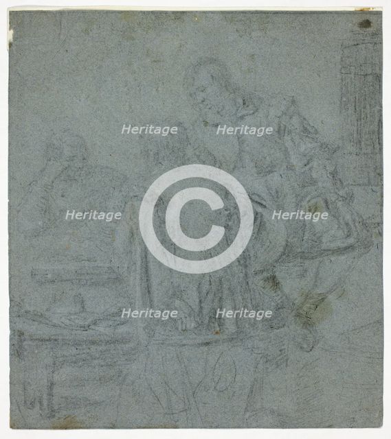 Three Men Seated at Table (recto), c. 1700. Creator: Unknown.